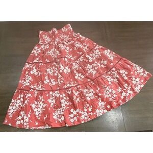 House of Harlow 1960 Linen Blend Tiered Maxi Skirt Floral Smocked Waist S